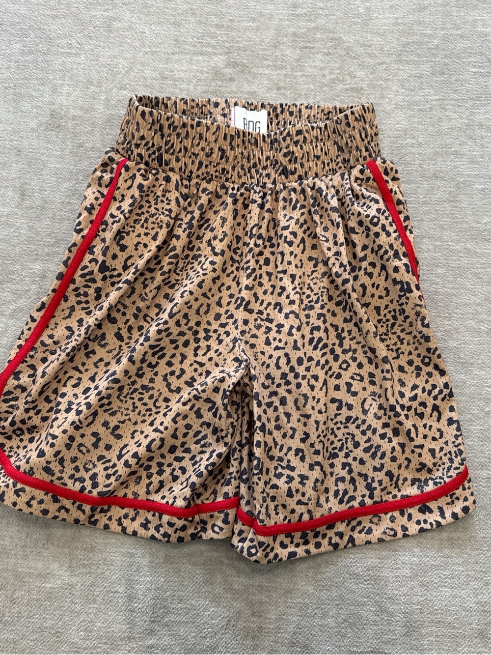 BDG Tan and Black Leopard-Print Elastic Waist Shorts